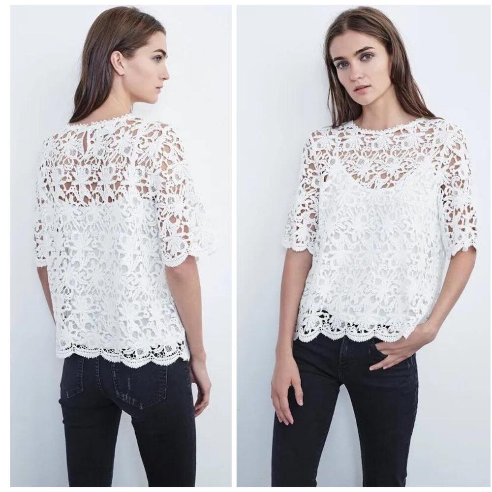 VELVET by Graham and Spencer -NWT $220- Kaylee Floral Lace Top White | XS